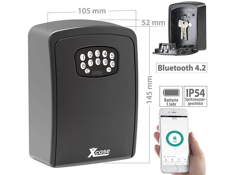 Xcase Schlüsseltresor Mit App:Mini-Schlüssel-Safe Mit App Und WLAN-Gateway Mit Bluetooth-Mesh, IP54 - Image 5