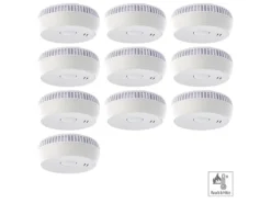 VisorTech Brandmelder:Fotoelektrischer Rauchwarnmelder RWM-100 V2, EN 14604, 10er-Set