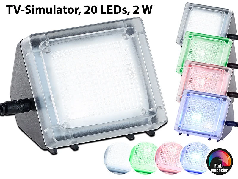 VisorTech TV Imitator:TV-Simulator Zur Einbrecher-Abschreckung, 20 Flackernde LEDs, Netzteil