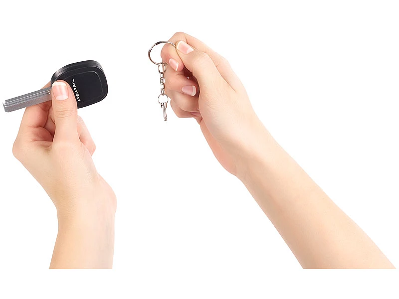 VisorTech Schlüsselalarm:2er-Set Personenalarm Im Autoschlüssel-Design, 110-dB-Sirene, Kuli - Image 4