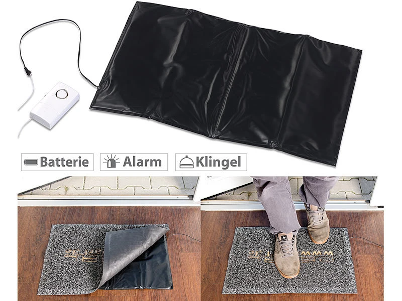 VisorTech Alarmtrittmatte:Batteriebetriebene Klingel-Trittmatte Mit Alarmfunktion