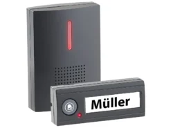 CASAcontrol Funkklingel:Funk-Türklingel, Licht- & Ton-Signal, 100 M Reichweite, IPX4, Schwarz