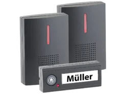 CASAcontrol Funkglocke:Kabellose Funk-Türklingel Mit 2 Empfängern (Licht & Ton), 100 M, IPX4