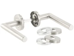 AGT Türgriff Set:Modernes Edelstahl-Türbeschlag-Set, 2 Türklinken Und Rosetten-Garnitur