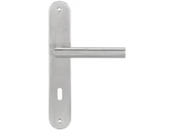 AGT Türdrücker:Modernes Edelstahl-Türbeschlag-Set, 2 Türklinken & Langschild-Garnitur