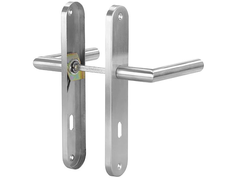 AGT Türbeschlag Innen:2er-Set Moderne Edelstahl-Türbeschläge, 4 Türklinken & 4 Langschilder - Image 3