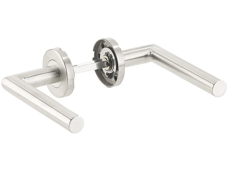 AGT Moderne Türbeschläge:3er-Set Edelstahl-Türbeschlag Für Bad & WC, 6 Klinken & Rosetten, Rund - Image 3