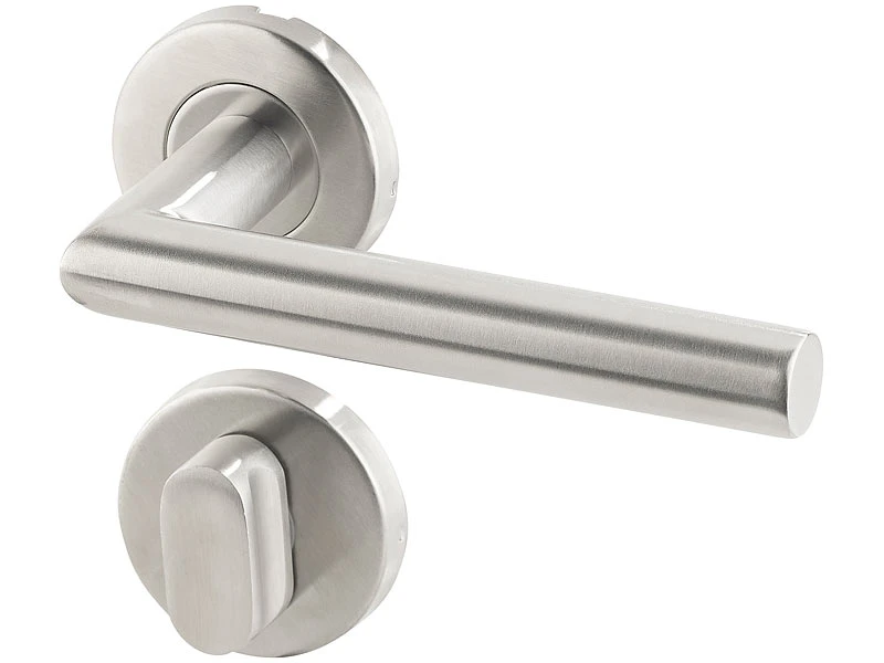 AGT Moderne Türbeschläge:3er-Set Edelstahl-Türbeschlag Für Bad & WC, 6 Klinken & Rosetten, Rund - Image 5