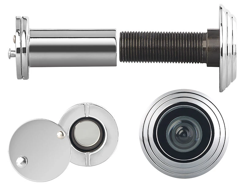 PEARL Tür-Spione:Türspion Mit Sichtschutz, 160°, 36-60 Mm, Ø 14 Mm, Edelstahl Verchromt - Image 3