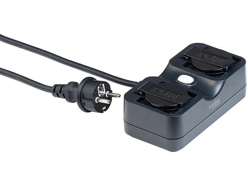 Luminea Home Control WLAN Aufputz Steckdose:2-fach-WLAN-Outdoor-Steckdosenleiste, App, Sprachsteuerung, 15 A, IP44 - Image 3