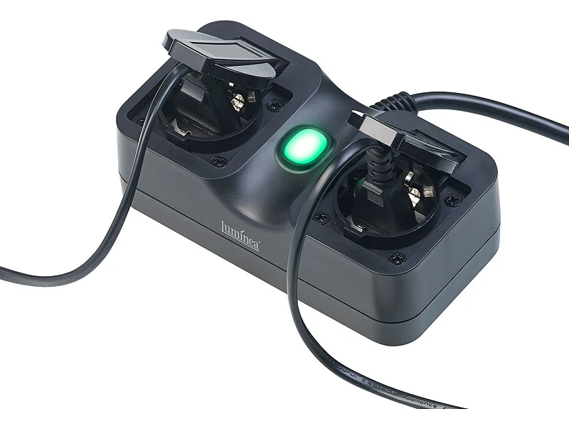 Luminea Home Control Amazon Alexa Steckdosen:2-fach-WLAN-Outdoor-Steckdosenleiste, App, Versandrückläufer - Image 5