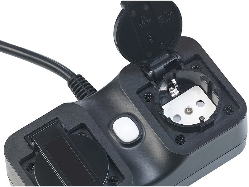 Luminea Home Control WLAN Aufputz Steckdose:2-fach-WLAN-Outdoor-Steckdosenleiste, App, Sprachsteuerung, 15 A, IP44 - Image 2