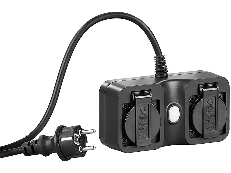 Luminea Home Control Amazon Alexa Steckdosen:2-fach-WLAN-Outdoor-Steckdosenleiste, App, Versandrückläufer - Image 7