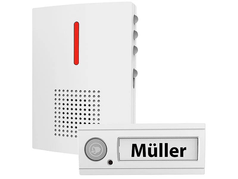 CASAcontrol Funkgong:Funk-Türklingel + 2 Empfänger, Licht & Ton Signal, IPX4, Weiß - Image 2