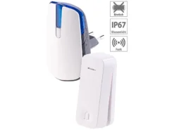 CASAcontrol Türklingel:Steckdosen-Funkklingel Mit Kinetischem Funk-Taster, Licht & Ton