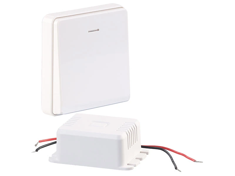 CASAcontrol Funktaster Set:Einbau-Funk-Schaltmodul & Kinetischer Funk-Taster (groß), Bis 200 Watt