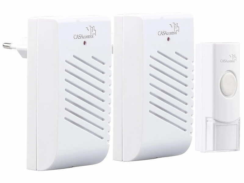 CASAcontrol Türklingel Ton:2 Steckdosen-Türklingeln, 1 Funk-Klingeltaster, 16 Klingeltöne, 50 M