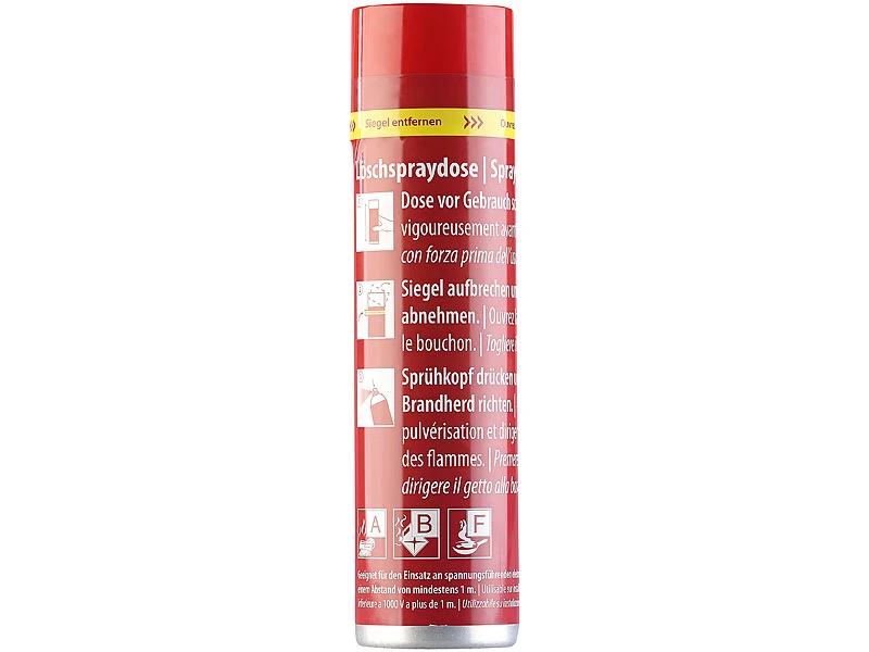 PEARL Feuerlöschspray:Feuerlösch-Spray Für Küche & Haushalt, 600 Ml, 5A 21B 5F, Wartungsfrei
