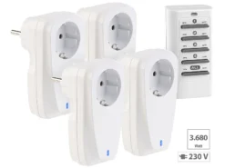 Revolt Steckdose Fernbedienung:4er-Set Funksteckdosen Mit Fernbedienung, Bis 16 A, 3.680 Watt