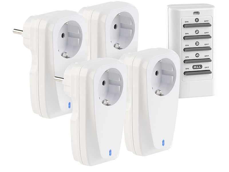 Revolt Steckdose Fernbedienung:4er-Set Funksteckdosen Mit Fernbedienung, Bis 16 A, 3.680 Watt - Image 2