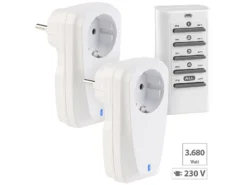 Revolt Steckdose Funk:2er-Set Funksteckdosen Mit Fernbedienung, Bis 16 A, 3.680 Watt