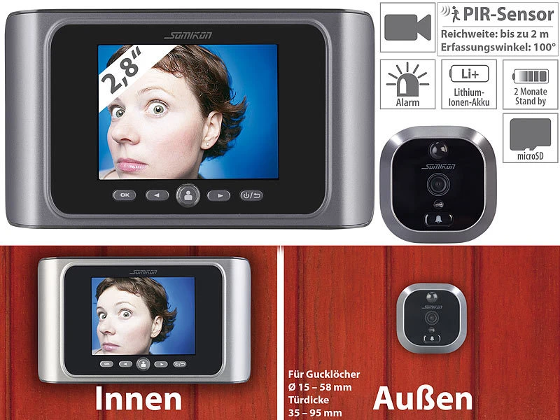Somikon Türspion Kameras:Digitale Türspion-Kamera Mit Bewegungserkennung Und Akku