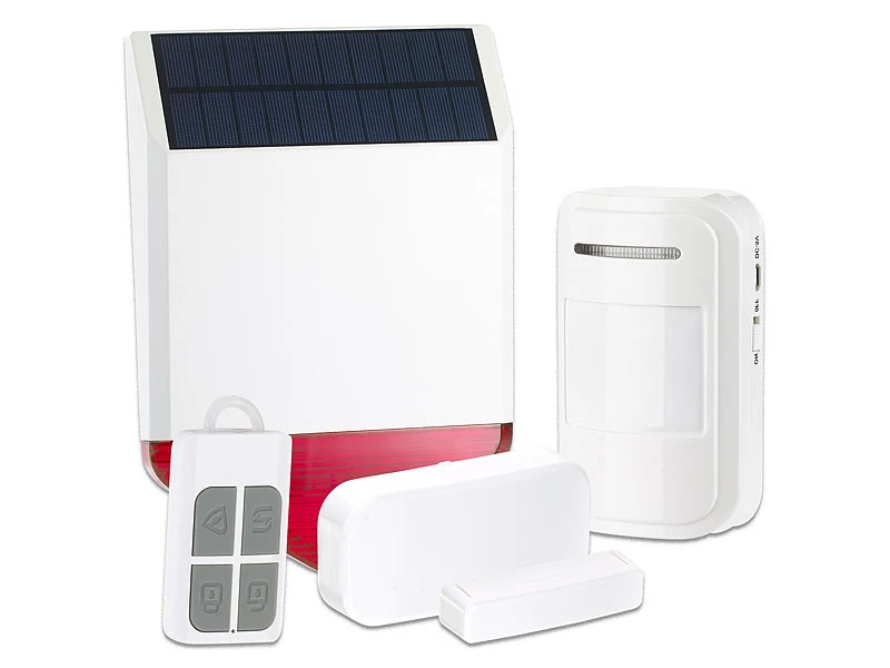 VisorTech Solar Alarmanlage:Solar-Funk-Alarmalage XMD-4400.easy, 110 DB, 5-teiliges Starter-Set