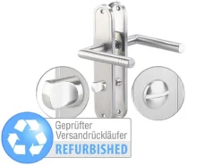 AGT Badezimmer-Türbeschläge:Edelstahl-Türbeschlag-Set Für Bad & WC, 2 Klinken, Versandrückläufer