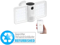 VisorTech IP-Cam:Full-HD-IP-Überwachungskamera, LED-Strahler, Versandrückläufer