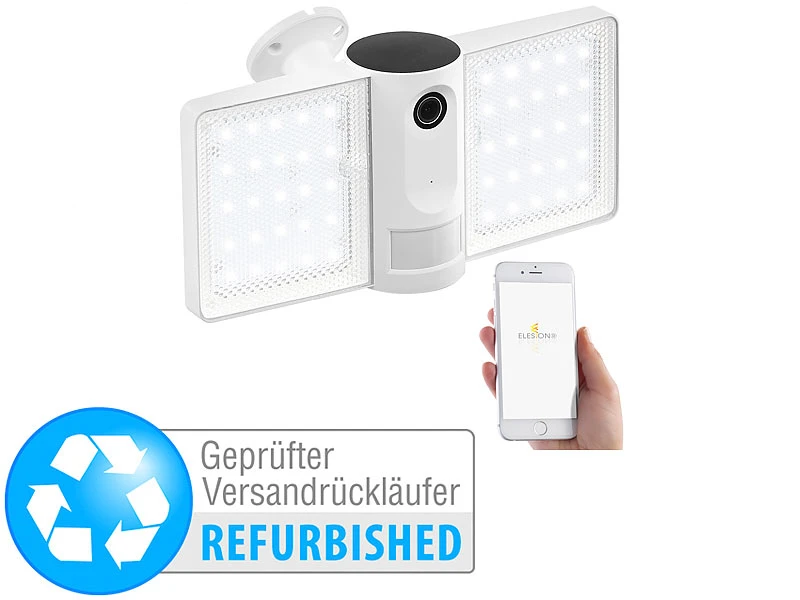 VisorTech IP-Cam:Full-HD-IP-Überwachungskamera, LED-Strahler, Versandrückläufer