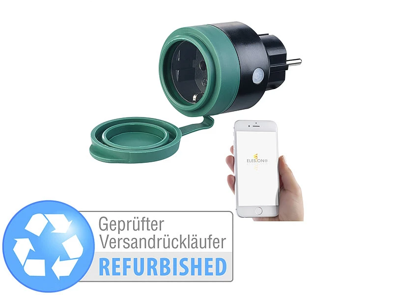 Luminea Home Control Outdoor-WLAN-Mini-Steckdose, Für Alexa, Versandrückläufer