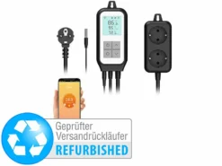 Revolt Universalthermostat:WLAN-Steckdosen-Thermostat Für 2 Geräte, Sensor, App,Versandrückläufer