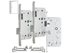 AGT Türschloss Bad:3er-Set Buntbart-Einsteckschlösser Für Zimmertüren, Falle, DIN Links