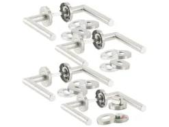 AGT Drückergarnitur:Edelstahl-Türbeschlag-Set, 6 Zimmer-Türklinken, 2 Bad-Türklinken