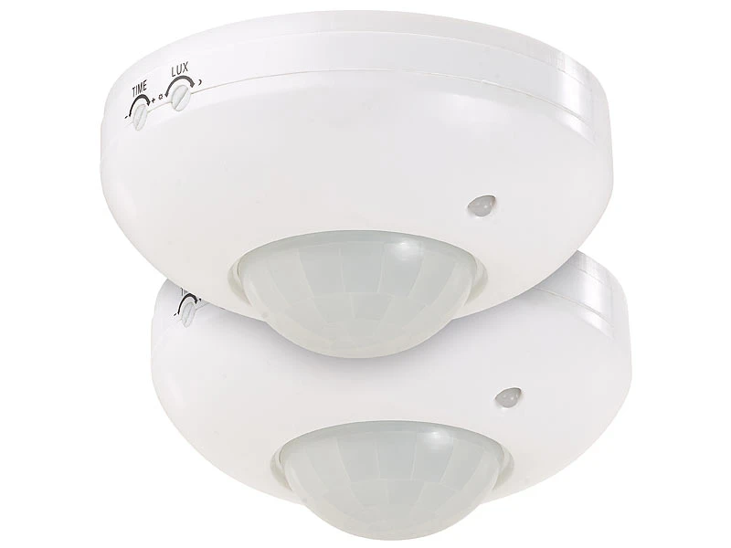 Revolt Bewegungsmelder Innen:2er-Set 360°-PIR-Bewegungsmelder Mit Timer, Für Wand Und Decke