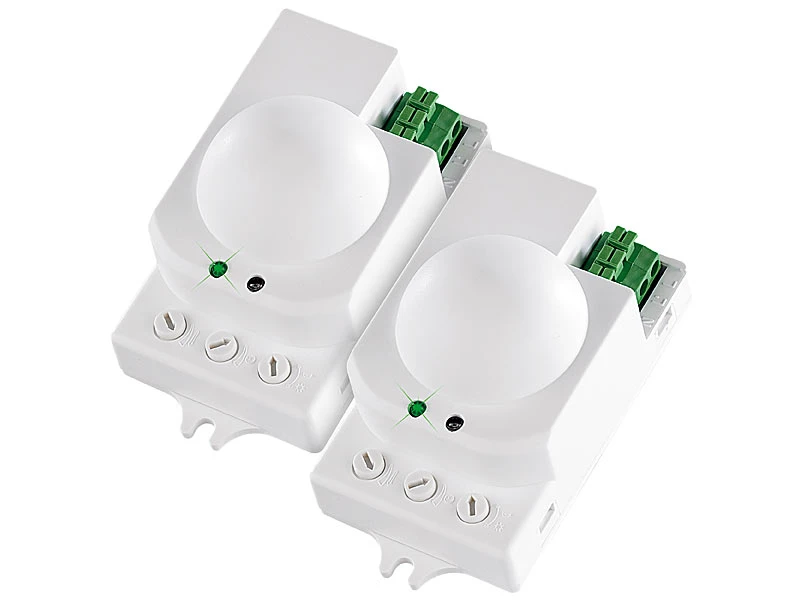 Revolt Bewegungsmelder Aufputz:2er-Set Hightech-Bewegungsmelder Mit Mikrowellen-Radar