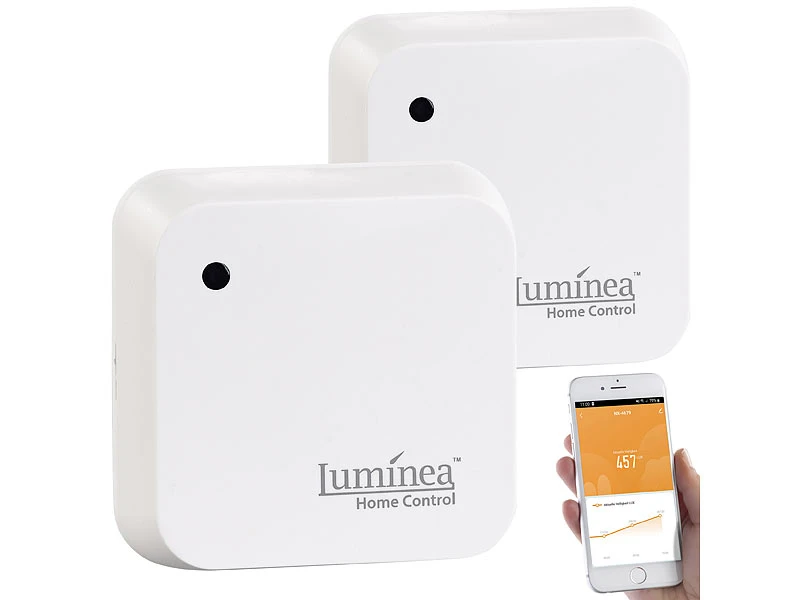Luminea Home Control Sonnensensor:2er-Set Wetterfeste WLAN-Licht- & Dämmerungs-Sensoren Mit App, IP55 - Image 3