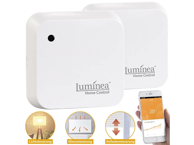 Luminea Home Control Sonnensensor:2er-Set Wetterfeste WLAN-Licht- & Dämmerungs-Sensoren Mit App, IP55 - Image 2