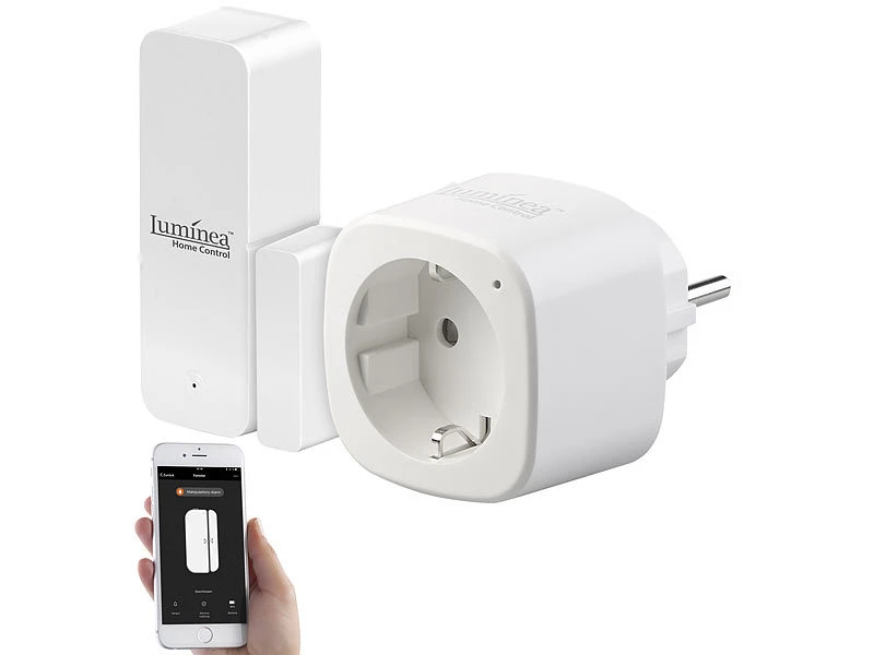 Luminea Home Control Fensteralarm:Smarte Steuerung Für Abluft, Heizung, Licht, WLAN-Sensor & -Steckdose - Image 3