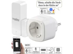Luminea Home Control Fensteralarm:Smarte Steuerung Für Abluft, Heizung, Licht, WLAN-Sensor & -Steckdose