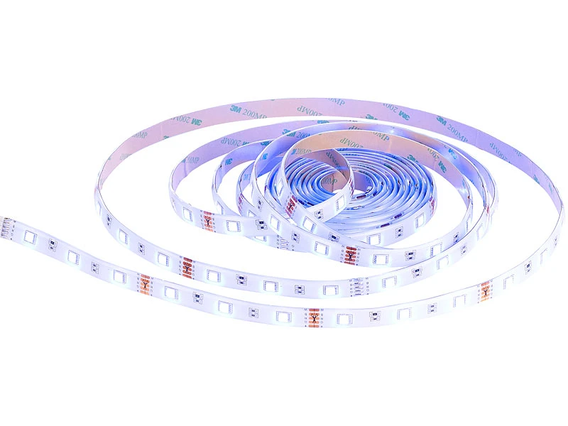 Luminea Alexa LED Streifen:RGBW-LED-Streifen-Erweiterung LAX-515, 5 M, 840 Lm, Warmweiß, IP44 - Image 5