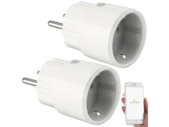 Luminea Home Control WLAN Stecker:2er-Set Mini WLAN-Steckdose, App, F. Amazon Alexa, Google Assist., 16A