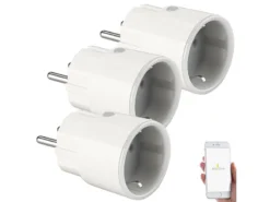 Luminea Home Control Zeitschaltuhr Mit App:3er-Set Mini WLAN-Steckdose, App, F. Amazon Alexa, Google Assist., 16A