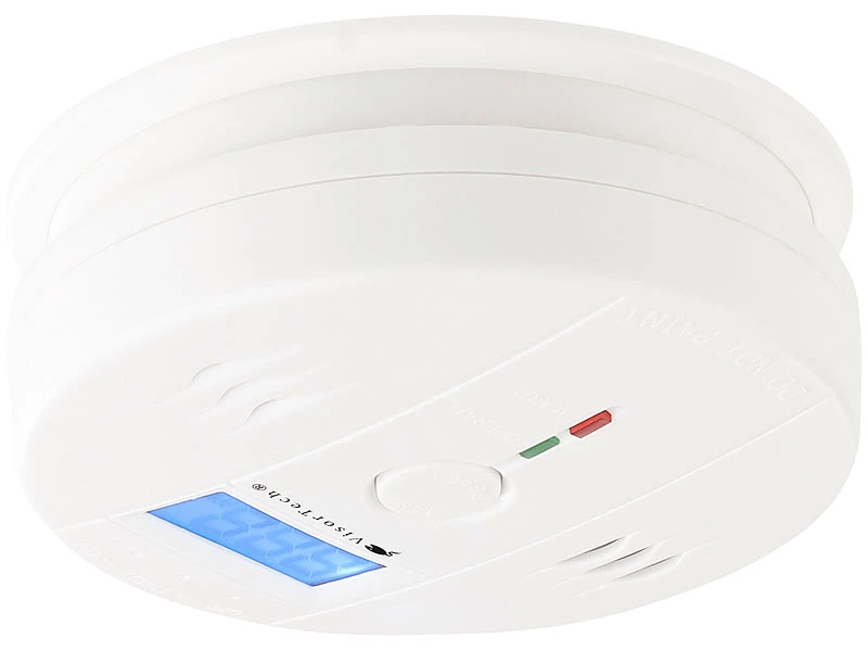 VisorTech Kohlenmonoxidmelder:Digitaler Kohlenmonoxid-Melder, LCD-Display, 85 DB Alarm, EN 50291 - Image 3