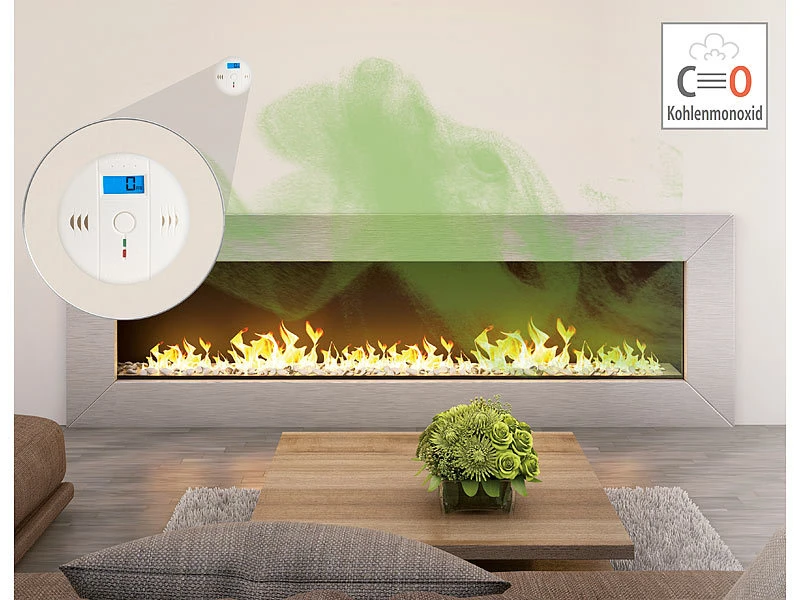 VisorTech Kohlenmonoxydmelder:Digit. Kohlenmonoxid-Melder, LCD-Display, 85dB, EN 50291, 5er-Set - Image 4