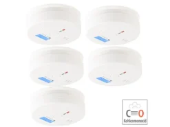 VisorTech Kohlenmonoxydmelder:Digit. Kohlenmonoxid-Melder, LCD-Display, 85dB, EN 50291, 5er-Set