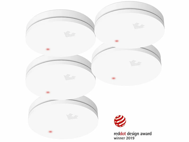 VisorTech Rauchmelder VdS:5er-Set Fotoelektrische Slim-Rauchwarnmelder, 10-Jahres-Batterie, VDS - Image 2