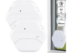 VisorTech Glasbruch Alarm:2er-Set Extradünne Glasbruchmelder, 2 Stufen, 95 DB, 54 Monate