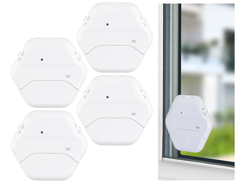 VisorTech Fensteralarme:4er-Set Extradünne Glasbruchmelder, 2 Stufen, 95 DB, 54 Monate - Image 2