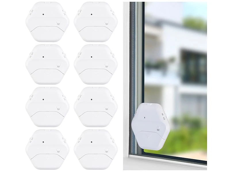 VisorTech Glasbruchsensor:8er-Set Extradünne Glasbruchmelder, 2 Stufen, 95 DB, 54 Monate - Image 2